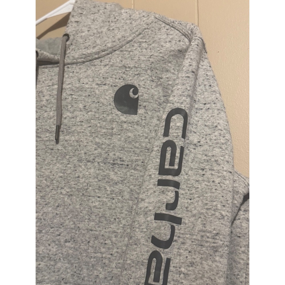Carhartt W  Size Med. 8-10 Gray Relaxed Fit Clarksburg Graphic Sleeve Hoodie‎ - Picture 4 of 9